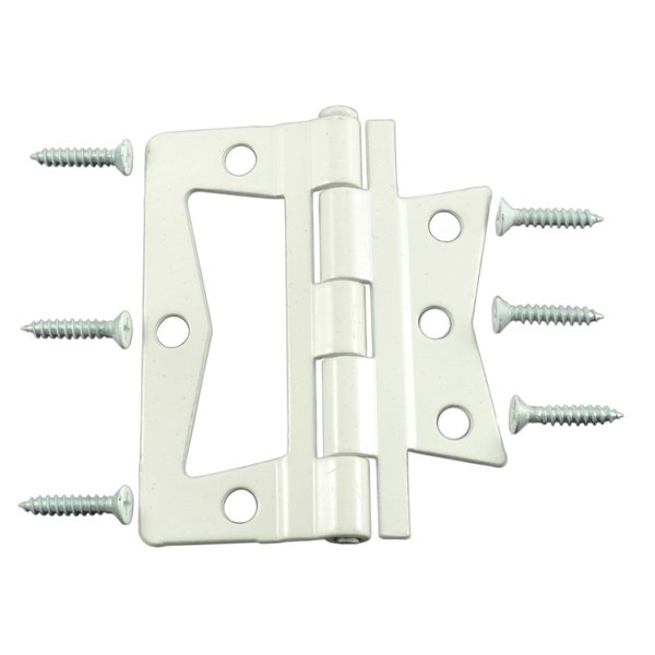 Midwest Fastener 3" White Steel Non-Mortise Hinges 2PK 37381